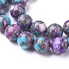 Assembled Synthetic Silver Line Turquoise and Charoite Beads Strands G-D0006-C19-8mm-3