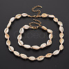 Natural Shell Beaded Necklace and Bracelet SJEW-T002-01-1