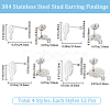 SUNNYCLUE 48Pcs 4 Style 304 Stainless Steel Stud Earring Findings STAS-SC0007-31-2