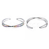 Colorful Cubic Zirconia Criss Cross Cuff Bangle BJEW-N014-003P-NF-2