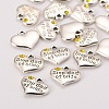 Wedding Theme Antique Silver Tone Tibetan Style Alloy Heart with Step Dad of Bride Rhinestone Charms TIBEP-N005-22D-2