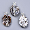 Natural Fire Agate Wire Wrapped Big Pendants G-N326-70-1