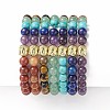 7Pcs 7 Style Natural & Synthetic Mixed Gemstone Stretch Bracelets Set with Alloy Buddha Head Beaded BJEW-JB08783-4