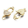 Brass Micro Pave Clear Cubic Zirconia Lobster Claw Clasps KK-Q769-037-NF-2