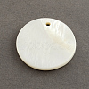 Flat Round Sea Shell Pendants X-SSHEL-R025-20mm-2