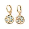 Tree with Evil Eye Real 18K Gold Plated Brass Dangle Leverback Earrings EJEW-Q797-19G-02-1