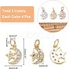 Nbeads 12Pcs 3 Colors  Brass Micro Pave Cubic Zirconia Charms ZIRC-NB0001-81-4