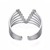 Non-Tarnish 304 Stainless Steel Initial Letter V Open Cuff Ring RJEW-T023-50P-2