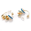 Brass Enamel Half Hoop Earrings EJEW-P187-P01-3