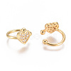 Golden Plated Brass Micro Pave Cubic Zirconia Cuff Earrings EJEW-L244-41G-2