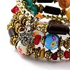 Boho Multi-strand Irregular Synthetic Turquoise Beads Wrap Bracelet BJEW-G635-02A-2