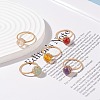 5Pcs 5 Style Natural & Synthetic Mixed Stone Round Ball Braided Finger Rings RJEW-TA00039-2