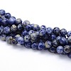 Natural Blue Spot Jasper Round Beads Strands G-O047-01-6mm-2