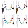 HOBBIESAY 1 Set Hexagonal Cone Natural Gemstone Dowsing Pendulums FIND-HY0003-34-1