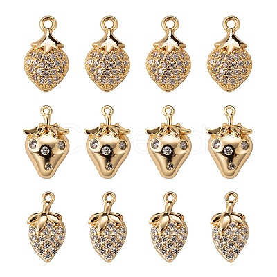 6Pcs Brass Micro Pave Clear Cubic Zirconia Charms KK-LS0001-41-1