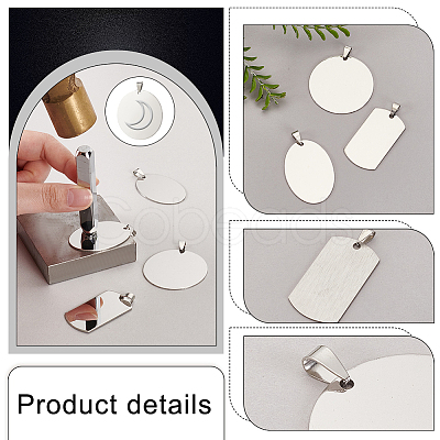 PandaHall Elite 18Pcs 3 Styles 201 Stainless Steel Stamping Blank Tag Pendants STAS-PH0005-63-1