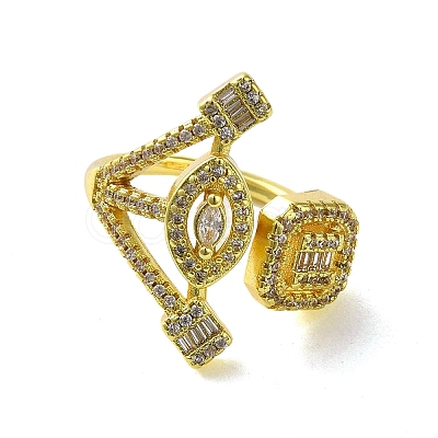 Brass with Cubic Zirconia Rings RJEW-B057-04G-01-1