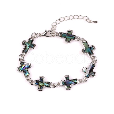 Natural Shell Link Chain Bracelet for Women PW-WG31200-20-1