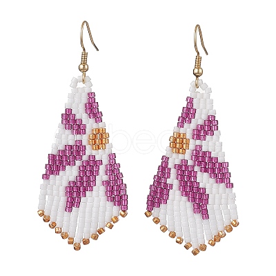 Glass Seed Beaded Dangle Earrings EJEW-MZ00167-02-1