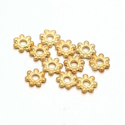 Light Gold Plated Alloy Daisy Spacer Beads X-PALLOY-E385-04KCG-1