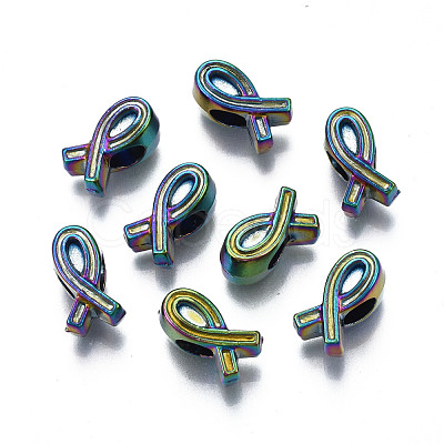 Rack Plating Rainbow Color Alloy European Beads PALLOY-S180-349-1