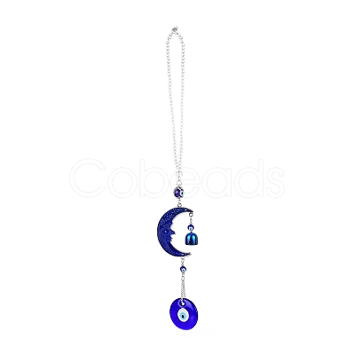 Evil Eye Alloy Lampwork Pendant Decorations HJEW-M005-02B-AS-1