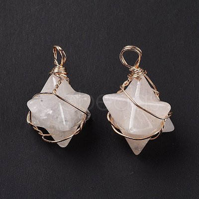 Natural Quartz Crystal Copper Wire Wrapped Pendants G-B041-02G-19-1