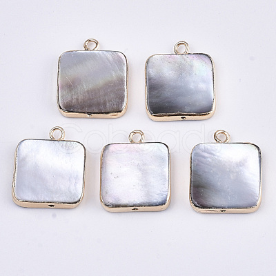 Natural Black Lip Shell Pendants SSHEL-R045-09-1