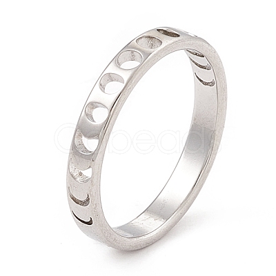 Non-Tarnish 304 Stainless Steel Moon Phase Finger Ring for Women RJEW-A006-03P-1