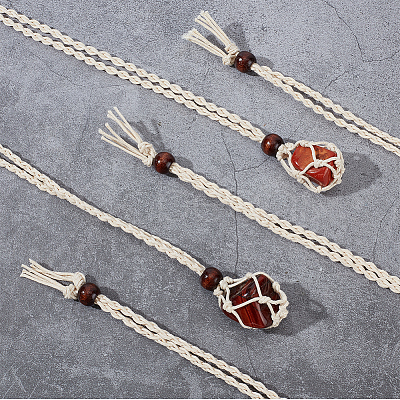 Beebeecraft 6Pcs Adjustable Waxed Cord Macrame Pouch Empty Stone Holder Necklace Making NJEW-BBC0001-08A-1