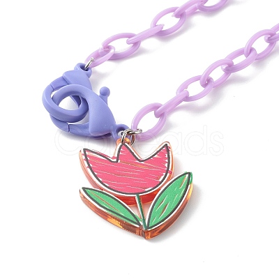 Transparent Acrylic Flower Pendants Necklaces NJEW-JN03521-03-1