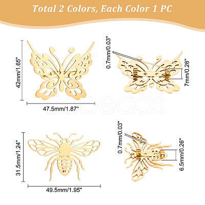 Unicraftale 4Pcs 4 Style Butterfly & Bee Brooches STAS-UN0034-84-1