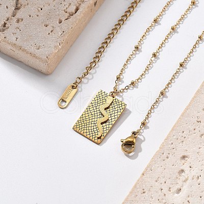 304 Stainless Steel Rectangle Snake Pendant Satellite Chain Necklace for Women NJEW-F332-01G-1