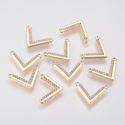 Brass Micro Pave Cubic Zirconia Charms X-KK-A144-035G-1