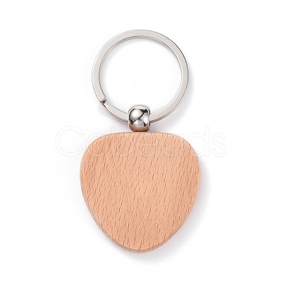 Natural Wood Keychain HJEW-P008-06-1