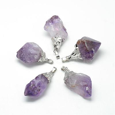 Natural Amethyst Pendants G-Q493-02P-1