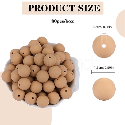 80Pcs Round Silicone Focal Beads SIL-SZ0001-24-08-1