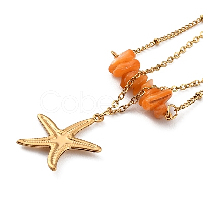 Dyed Natural Shell Chips Charms Anklet AJEW-G049-01G-01-1