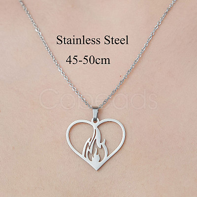 Non-Tarnish 201 Stainless Steel Hollow Heart Pendant Necklace NJEW-OY002-22-1