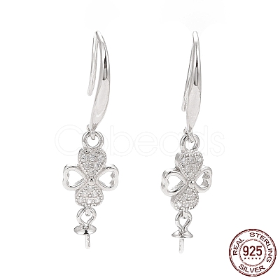 Rhodium Plated 925 Sterling Silver Earring Hooks STER-D035-38P-1