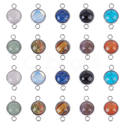 AHADERMAKER 20Pcs 10 Styles Natural & Synthetic Mixed Gemstone Connector Charms Sets G-GA0001-65-1