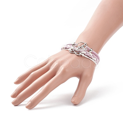 Alloy Heart Beat & 304 Stainless Steel Infinity Links Multi-strand Bracelet BJEW-TA00190-01-1