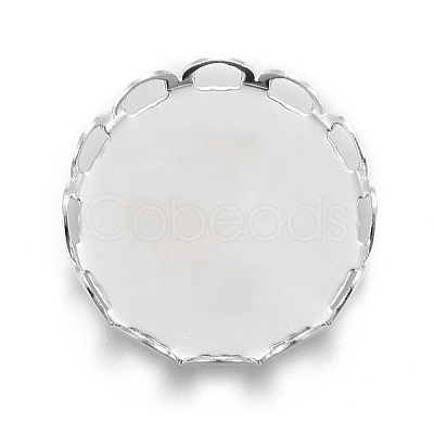 304 Stainless Steel Cabochon Settings STAS-P249-16F-S-1