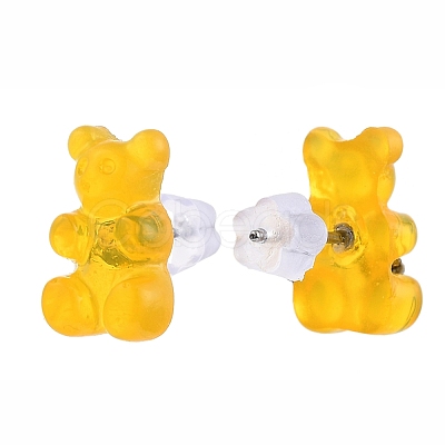 Bear Resin Stud Earrings EJEW-JE04235-M-1