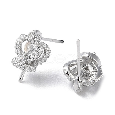 Rhodium Plated 925 Sterling Silver Stud Earring Findings STER-M115-14P-1