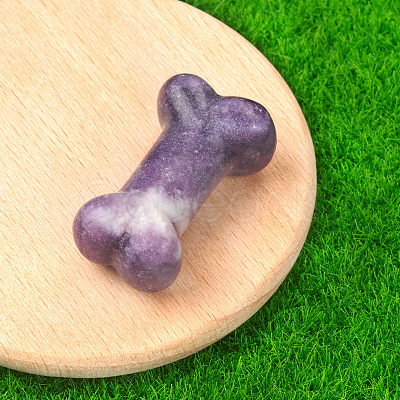 Natural Lepidolite Carved Healing Bone Figurines PW-WG39010-02-1