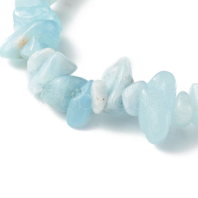 Natural Aquamarine Chip Beads Stretch Bracelets for Children BJEW-JB06389-01-1