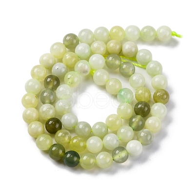 Natural New Jade Round Beads Strands G-O039-16-6mm-02-1