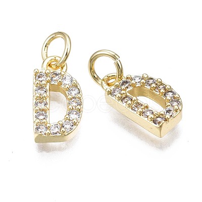 Brass Micro Pave Clear Cubic Zirconia Charms KK-N241-001-NR-1