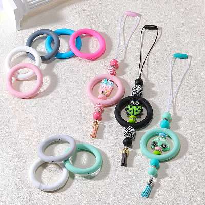 9Pcs Ring Food Grade Eco-Friendly Silicone Beads JX895E-1